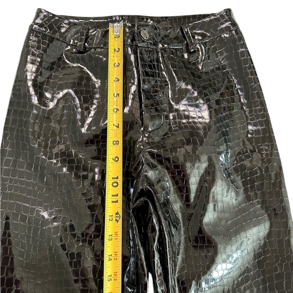 Cider black faux leather pants reptile embossed textured high waist NEW Size S - Picture 8 of 17